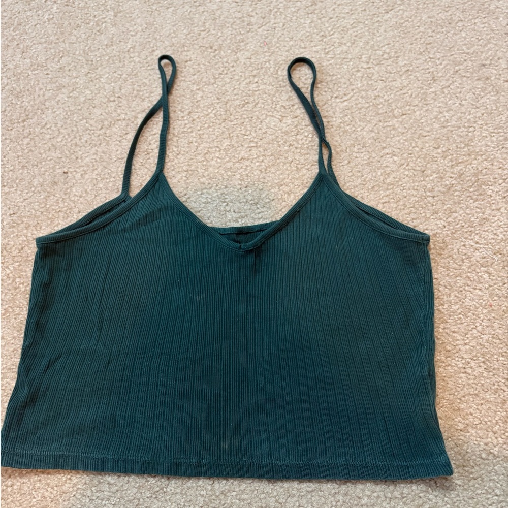 Brandy Melville Green Ribbed Crop Camisole